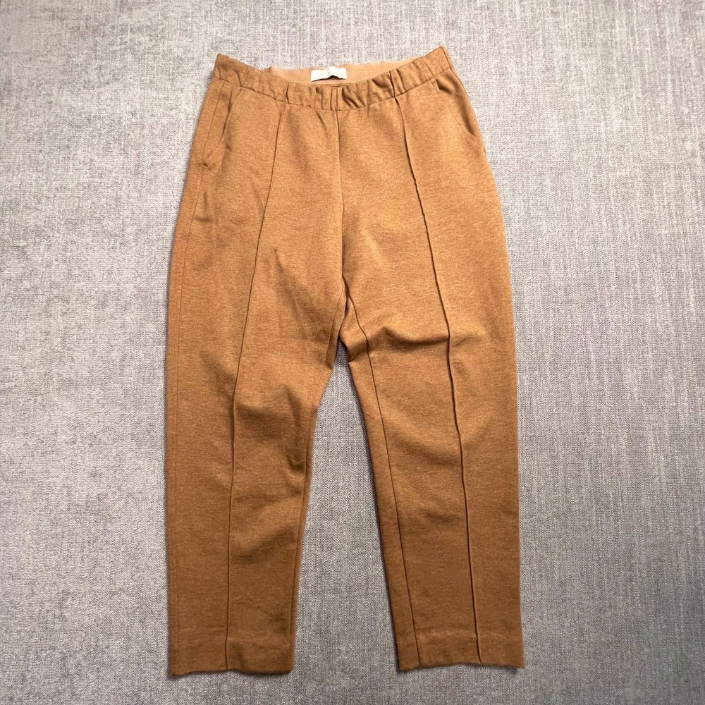 Everlane The Dream Pants Womens Medium Camel Knit Pintuck Front Pull On Cropped